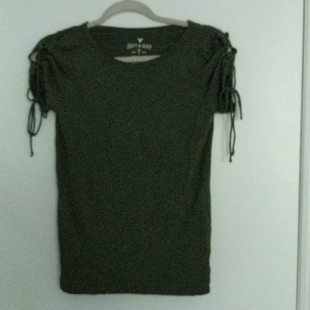 American eagle olive green shoulder tie top